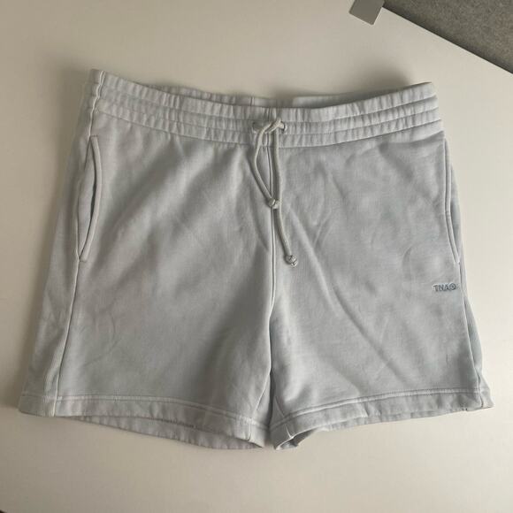 Aritzia TNA Cozy fleece boyfriend‎ short Size Large Pale Blue - Picture 1 of 13